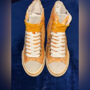 Replay | NEW distressed orange high top converse Shoes | size 7